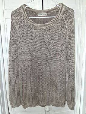Zenana Outfitters Taupe Crew Neck Knit Sweater